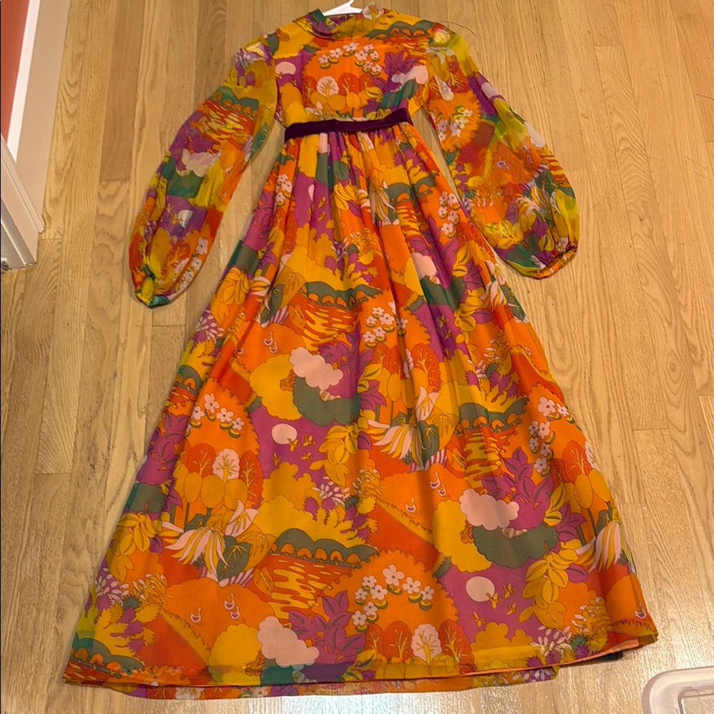 Vtg Vibrant Psychedelic Multi-Color Dress